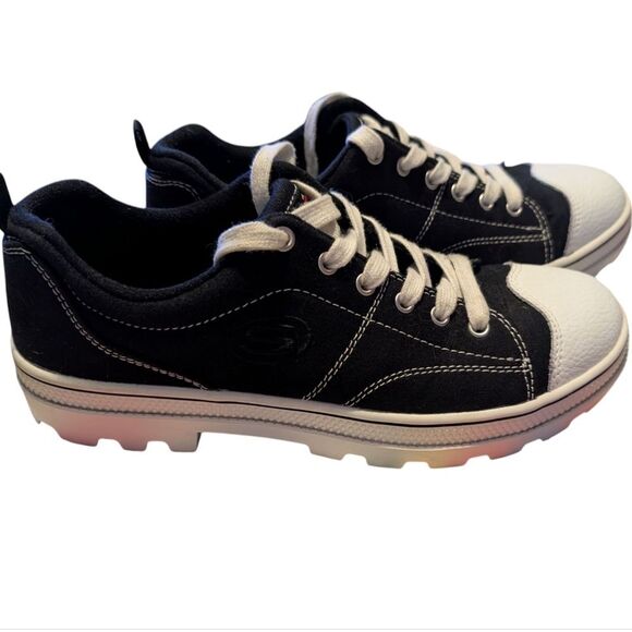 Skechers womens Roadies-true Roots Chunky Black White Tennis Shoes Size 8.5 - Picture 3 of 7